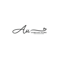 AU initials signature logo. Handwriting logo vector templates. Hand drawn Calligraphy lettering Vector illustration.