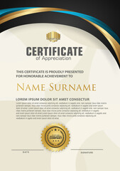 Elegant and futuristic certificate template with curved line shape ornament modern pattern,diploma.