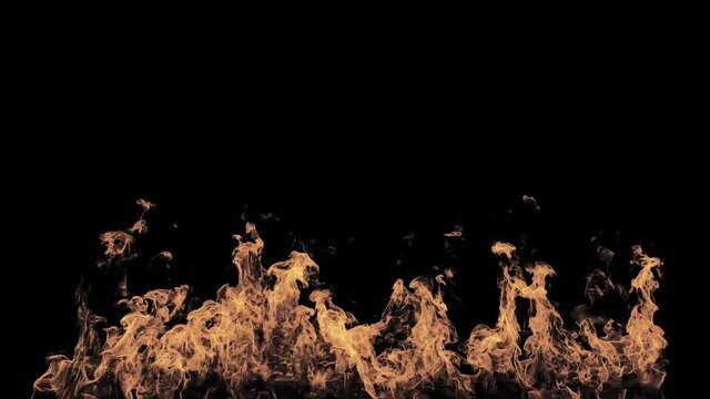 VFX Animation of Fire Flames burning. 4K motion background. 3d rendering.
