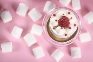raspberry cake with marshmallow
