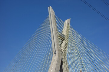 Sao Paulo/Brazil: cable-stayed bridge, cityscape. 'ponte estaiada'