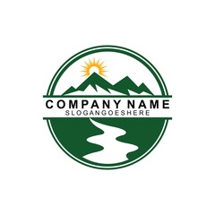 Mountain and River Combination Logo Template Vector Icon. Business Logo Template Design, Emblem, Design concept, Creative Symbol, Icon