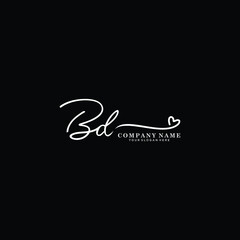 BD initials signature logo. Handwriting logo vector templates. Hand drawn Calligraphy lettering Vector illustration.