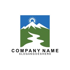 Mountain and River Combination Logo Template Vector Icon. Business Logo Template Design, Emblem, Design concept, Creative Symbol, Icon