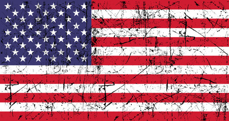 united states flag.  Independence Day, July 4th. Scratches, vector illustration.