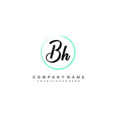 BH initials signature logo. Handwriting logo vector templates. Hand drawn Calligraphy lettering Vector illustration.