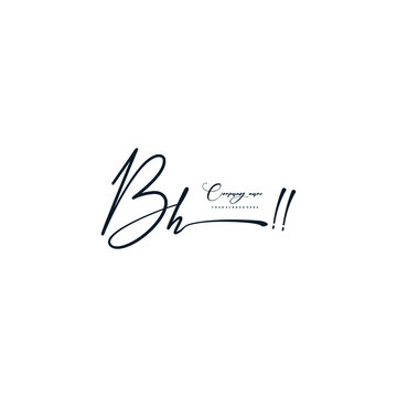 BH initials signature logo. Handwriting logo vector templates. Hand drawn Calligraphy lettering Vector illustration.