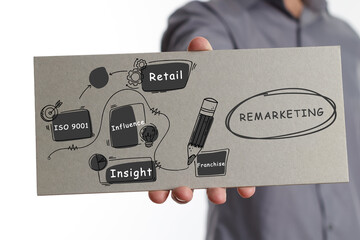 Business, technology, internet and network concept. Young businessman thinks over the steps for successful growth: