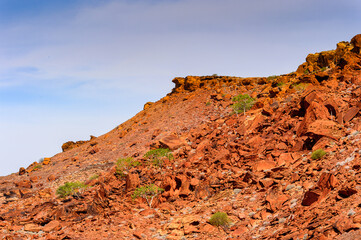 It's Landscape of the Rocks and nature of Twyfelfontein, Namibia