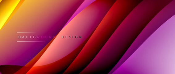 Fluid gradient waves with shadow lines and glowing light effect, modern flowing motion abstract background for cover, placards, poster, banner or flyer