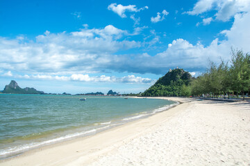 landscape sea with blue sky background, at Hua-Hin District, Thailand