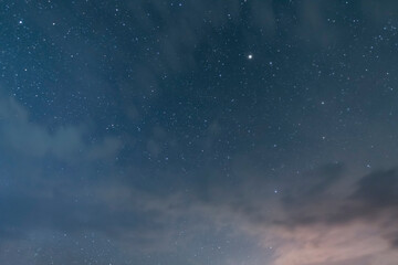 Beautiful long exposure  evening sky with clouds after rain.  Nature background.