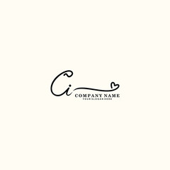 Obraz premium CI initials signature logo. Handwriting logo vector templates. Hand drawn Calligraphy lettering Vector illustration.