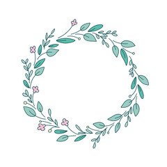 Colored circular laurel foliage and wreath. Design element for invitations, quotes, greeting cards, blogs and more.