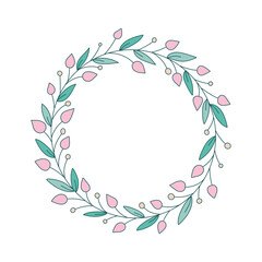 Colored circular laurel foliage and wreath. Design element for invitations, quotes, greeting cards, blogs and more.