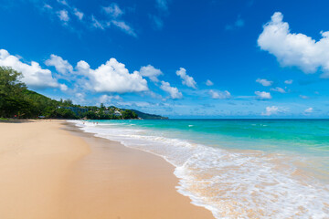 White sand beach and blue sky summer vacation