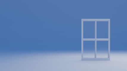 3d window illustration on blue background