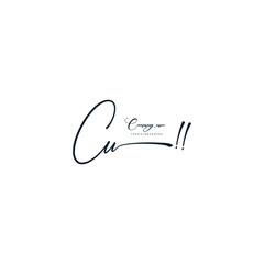 CU initials signature logo. Handwriting logo vector templates. Hand drawn Calligraphy lettering Vector illustration.
