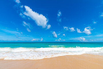 White sand beach and blue sky summer vacation