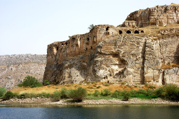 Fototapeta na wymiar Euphrates river & Crusaders castle Rumkale