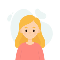 Happy girl on a white background.  Avatar of a young woman.