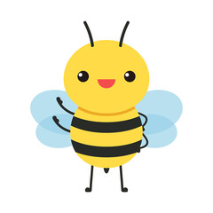 Bee character design. bee cartoon. bee on white background.