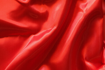 Obraz premium red silk satin texture, cotton fabric background