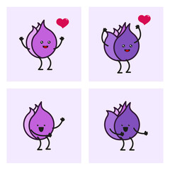 Vector design illustration of cute onion character set