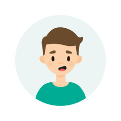 Happy boy on a white background.  Avatar of a young man talking.