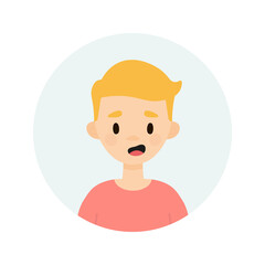 Happy boy on a white background.  Avatar of a young man talking.