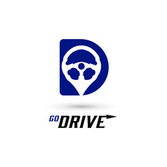 vector illustration of Automotive logo. drive logo, steering wheel, drive point