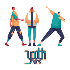Happy youth day taking action for greeting card illustration