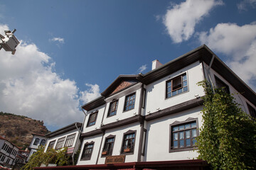 Traditional old ottoman village house. Beypazari/Ankara houses. Blue sky and trees.
