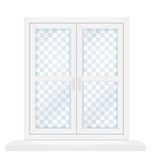 white transparent plastic window with window sill vector illustration