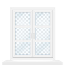 white transparent plastic window with window sill vector illustration
