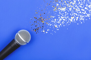 ASMR or autonomous sensory meridian response, karaoke, singing, voice recording concept.  A...