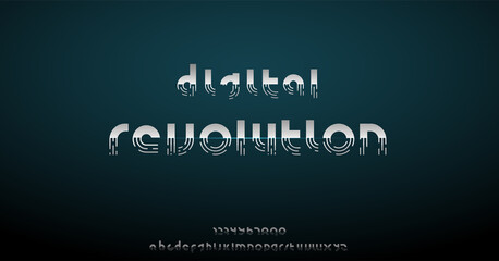 Abstract digital alphabet fonts. Typography  for  technology electronic, digital music, movie logo creative font. vector illustration