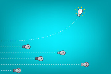 Fototapeta premium Think differently - Being different, taking risky, move for success in life -The graphic of light bulb also represents the concept of courage, enterprise, confidence, belief, fearless, daring. Vector.
