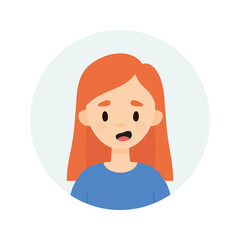 Happy girl on a white background.  Avatar of a young woman talking.