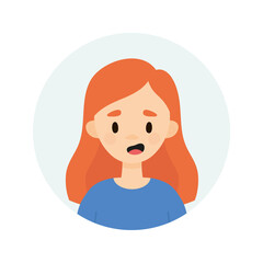 Happy girl on a white background.  Avatar of a young woman talking.