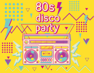 Fototapeta premium 80s disco party funky colorful music design