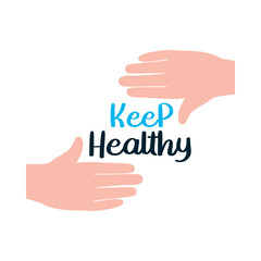 hands icon with keep healthy lettering design
