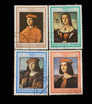 Postage stamps of Cuba. 500th anniversary of the birth of Raphael, 4 pieces. 1983