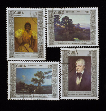  Set of stamps of Cuba1987. Pinturas del museo nacional stamps. Painting National Museum of Havana. 