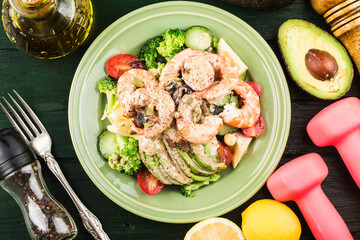 A plate of shrimp salad