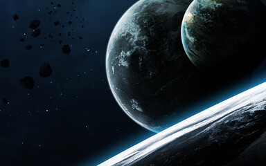 Obraz na płótnie Canvas Universe scene with planets, stars