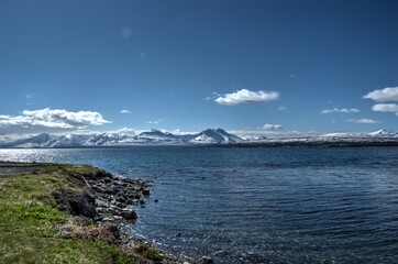 Fototapeta na wymiar majestic mountain and fjord landscape