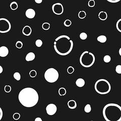 Circles seamless pattern. Random doodle dots texture background. Hand drawn design.