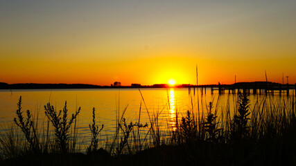 Fototapeta na wymiar A beautiful sunrise near the sea beach.