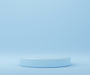 cylinder podiums on blue background. Abstract minimal scene with geometrical. Modern pedestal show cosmetic products presentation. Mock up design empty space. studio platform template. 3d render
